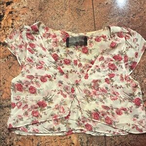 Reformation Red and Cream Floral Blouse